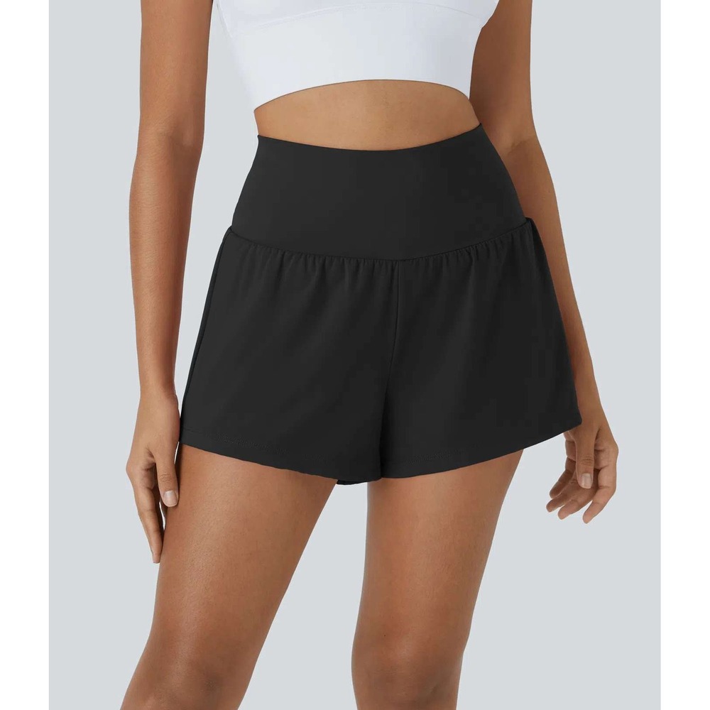 Halara SoftlyZero Super High Waisted 2-in-1 InstantCool Yoga Shorts Pocket Large